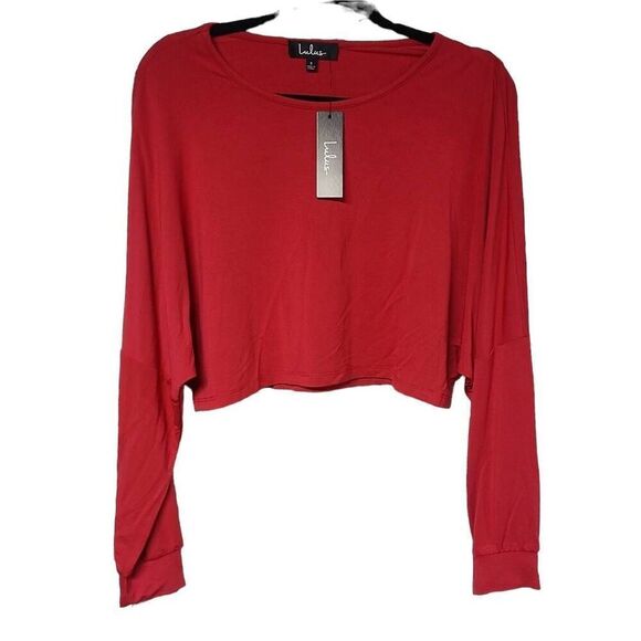 Lulu's NWT knit stretchy oversized crop top small casual y2k - Picture 1 of 6